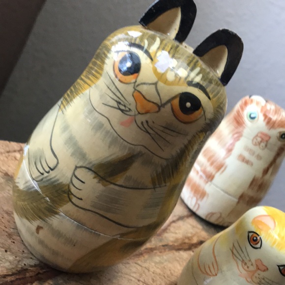 Vintage Wood Nesting Cat/Kitten Decor - Picture 6 of 12